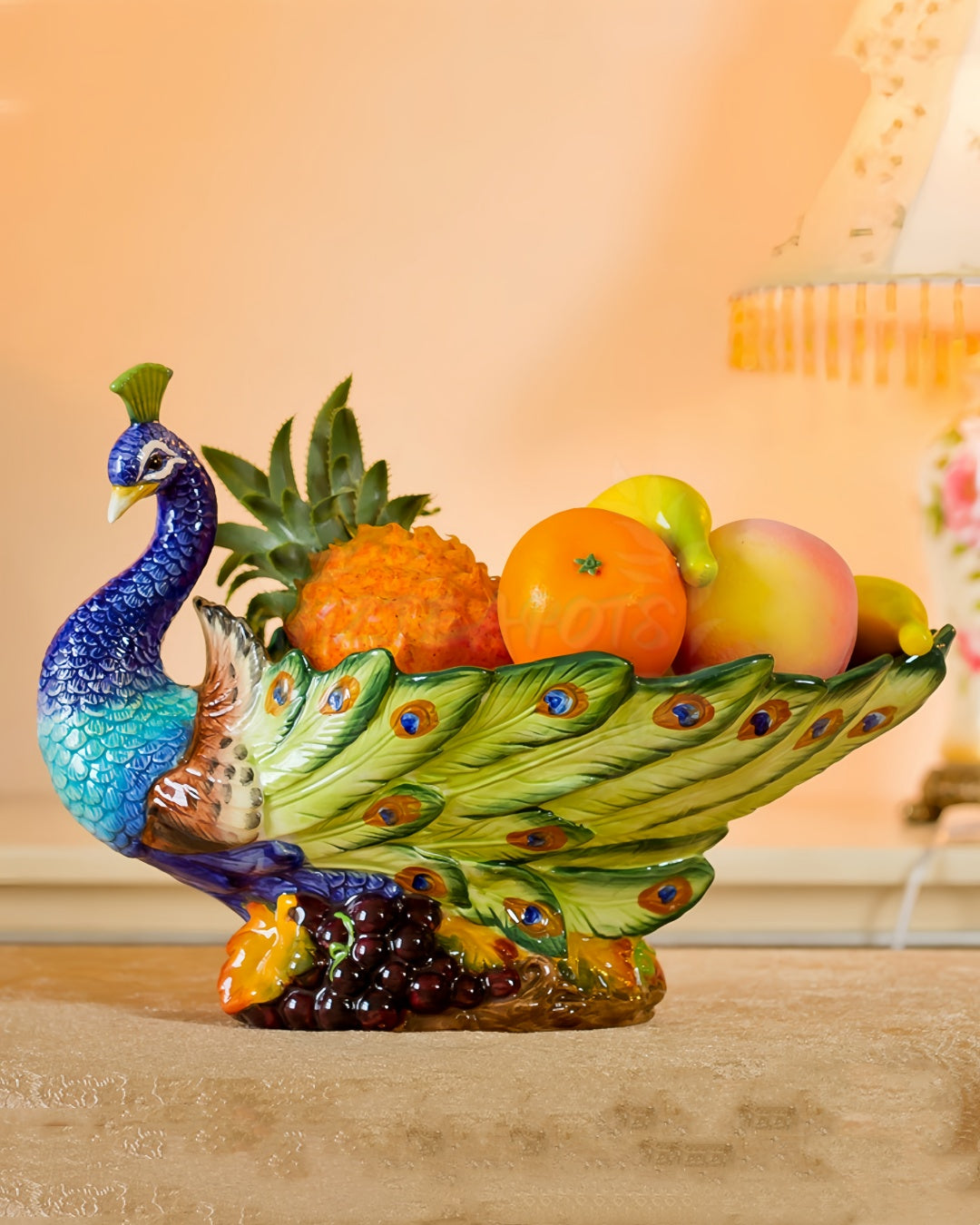 Bright Peacock Fruit Plate | HZTEAPOTS®