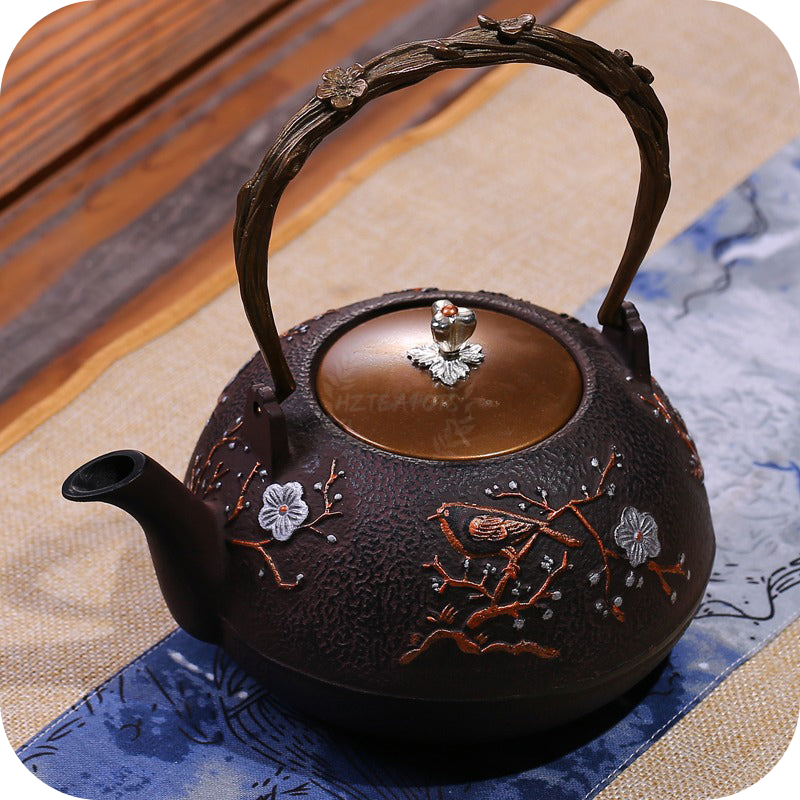 Japanese Cast Iron Magpie Plum | HZTEAPOTS®