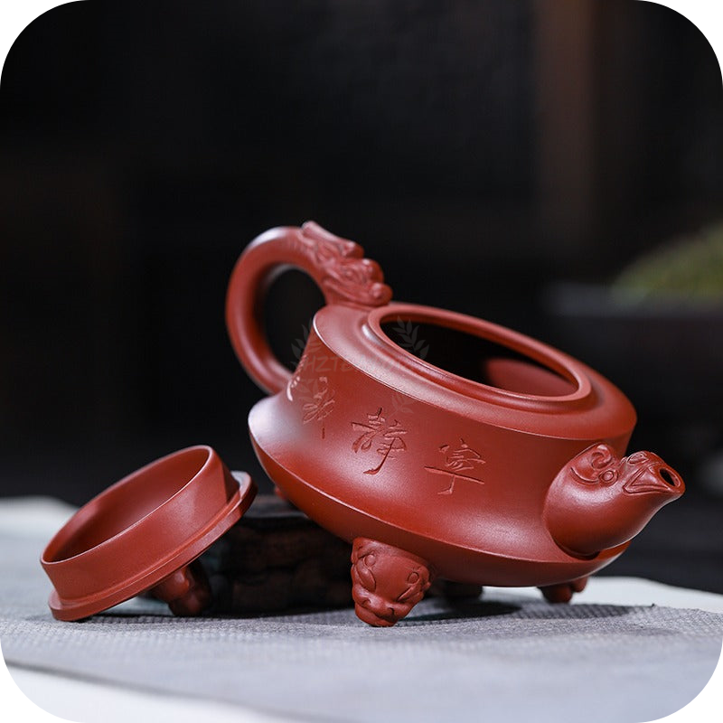 Red Clay Three Legs Dragon | HZTEAPOTS®