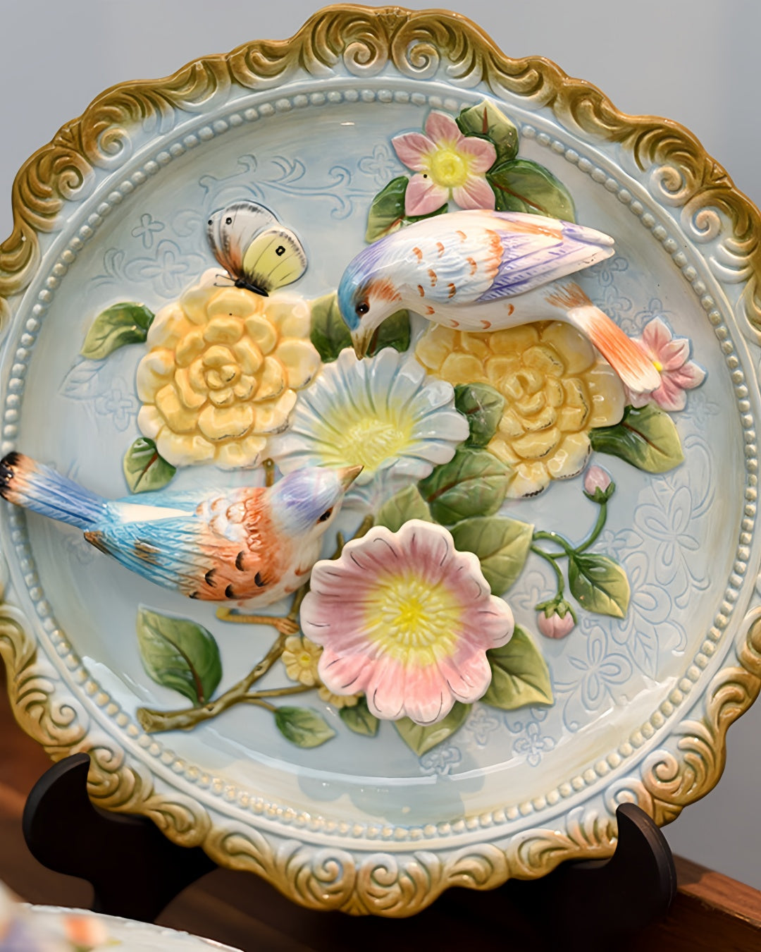 Flower Bird Decorative Plate | HZTEAPOTS®