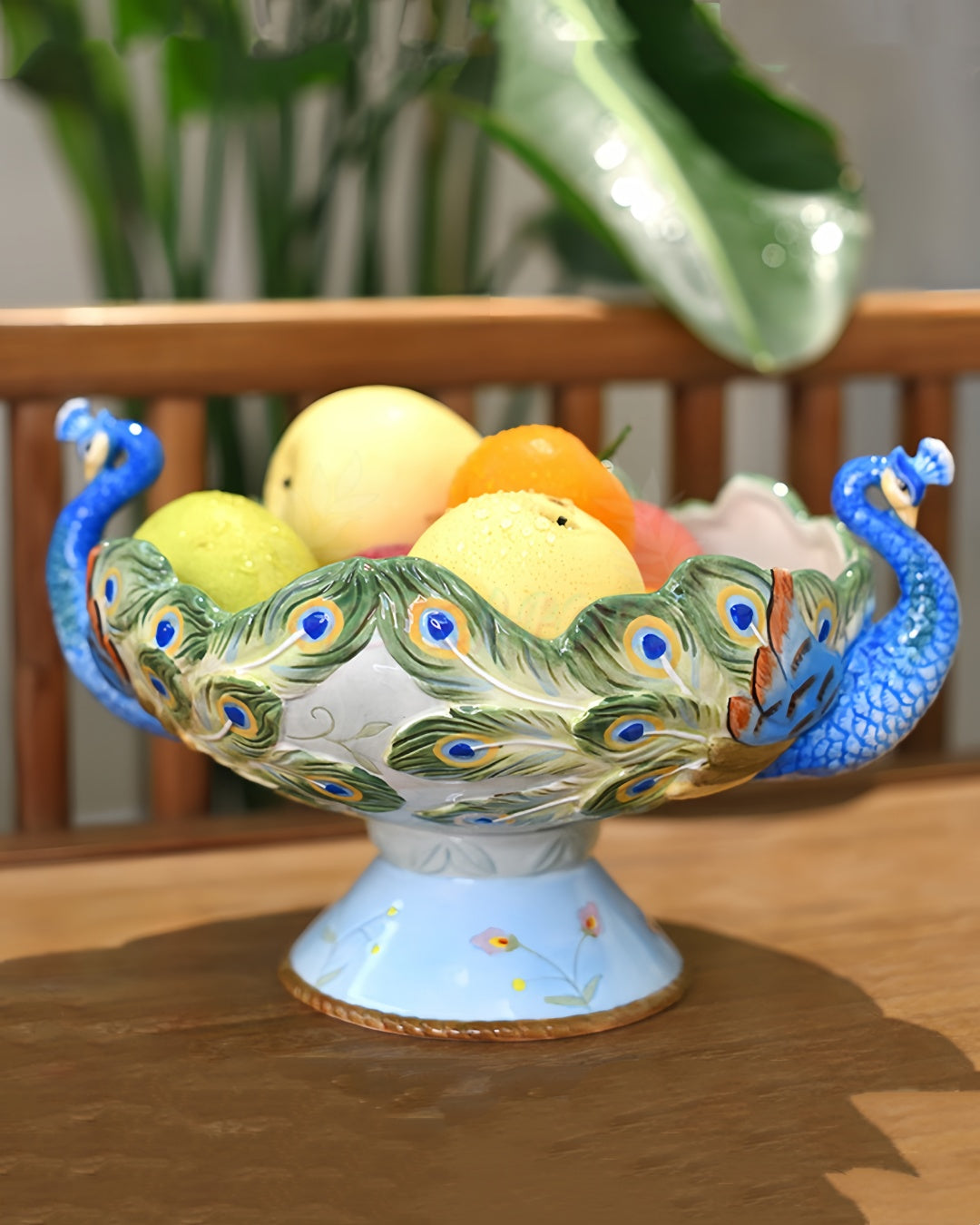 Double Peacock Fruit Plate | HZTEAPOTS®